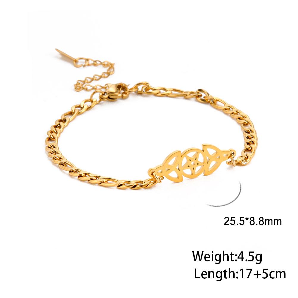 Teamer Stainless Steel Bracelet for Women Goddess Charms Pentagram Moon Wicca Jewelry Magic Pendant Pentacle Witch Amulet Gifts