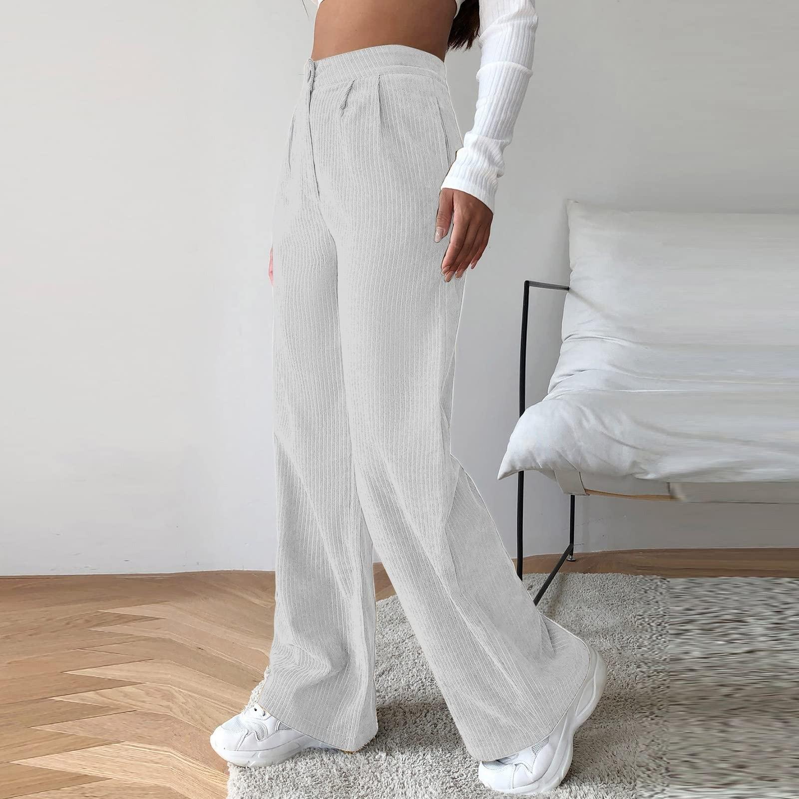 

Женские вельветовые брюки, повседневные женские однотонные вельветовые свободные прямые брюки XL белый