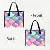 Iridescent Mermaid Scale Tote Bag Casual Daily Handbag Fashionable Portable Shoulder Bag for Shopping Travel Commute
