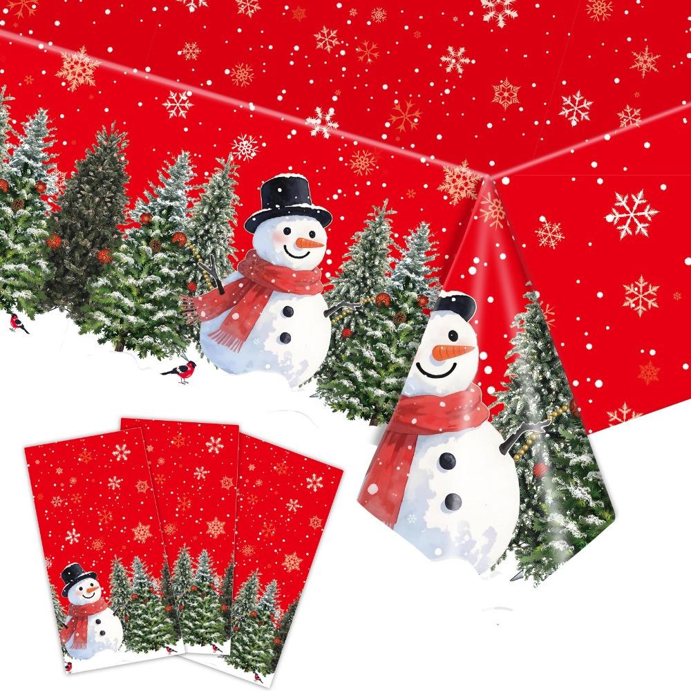 Plastic Christmas Tablecloth Bronzing Table Cover Natal Disposable Tablecloths  Home Decoration