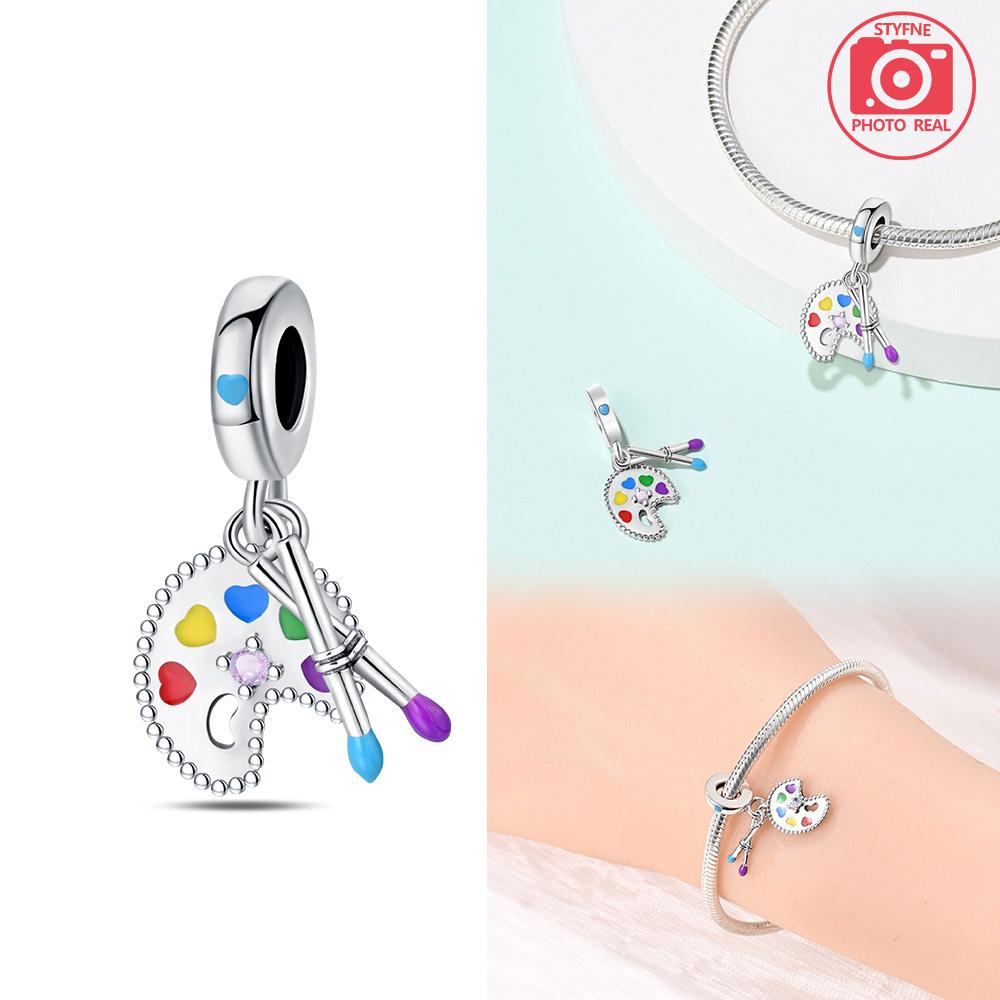 Palette Rainbow Heart Pendant Copper Colors For Charms Copper Colors Original Bracelet For Jewelry Making