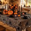 Nappe Toile d'Araignée, Décoration Halloween Fête, Noir 195x248cm Dentelle, pour Fêtes, Soirées Costumées, Table Gothiques