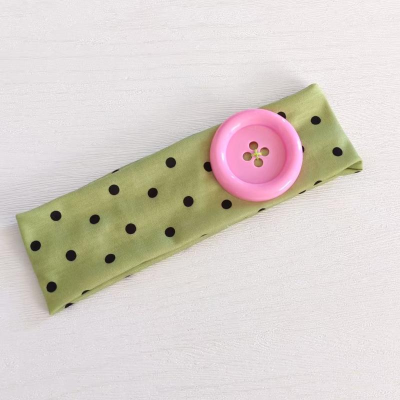 Summer Dopamine Large Button Wave Dot Headband Fashionable Ins Style Elastic Headband Sports Fitness Sweat-Absorbent Hairband
