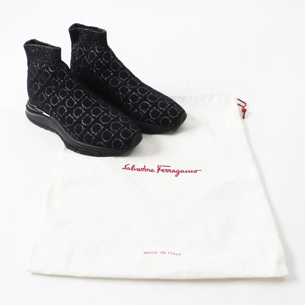 Pristine Salvatore Ferragamo sneakers Gancini all-over print knit Women 5.5 Used