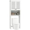 Meuble Wc Above Toilet Washing Machine With Double Door Cabinet Louvered Doors 67x31 5x190cm White