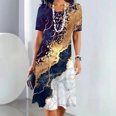 Women's Medium Long Printed Dresses Fashion  Ladies Clothing Summer Daily Loose Floral Printed