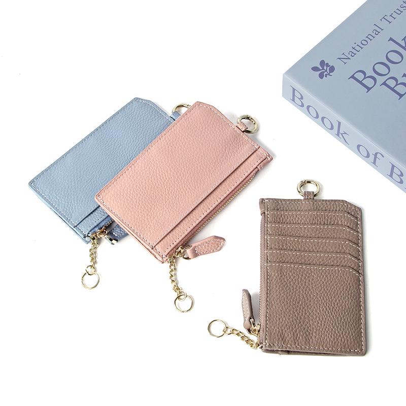 Women's Genuine Leather Card Holder Wallet with Zipper, Multi-Card Slots, Coin Purse, and ID Holder
