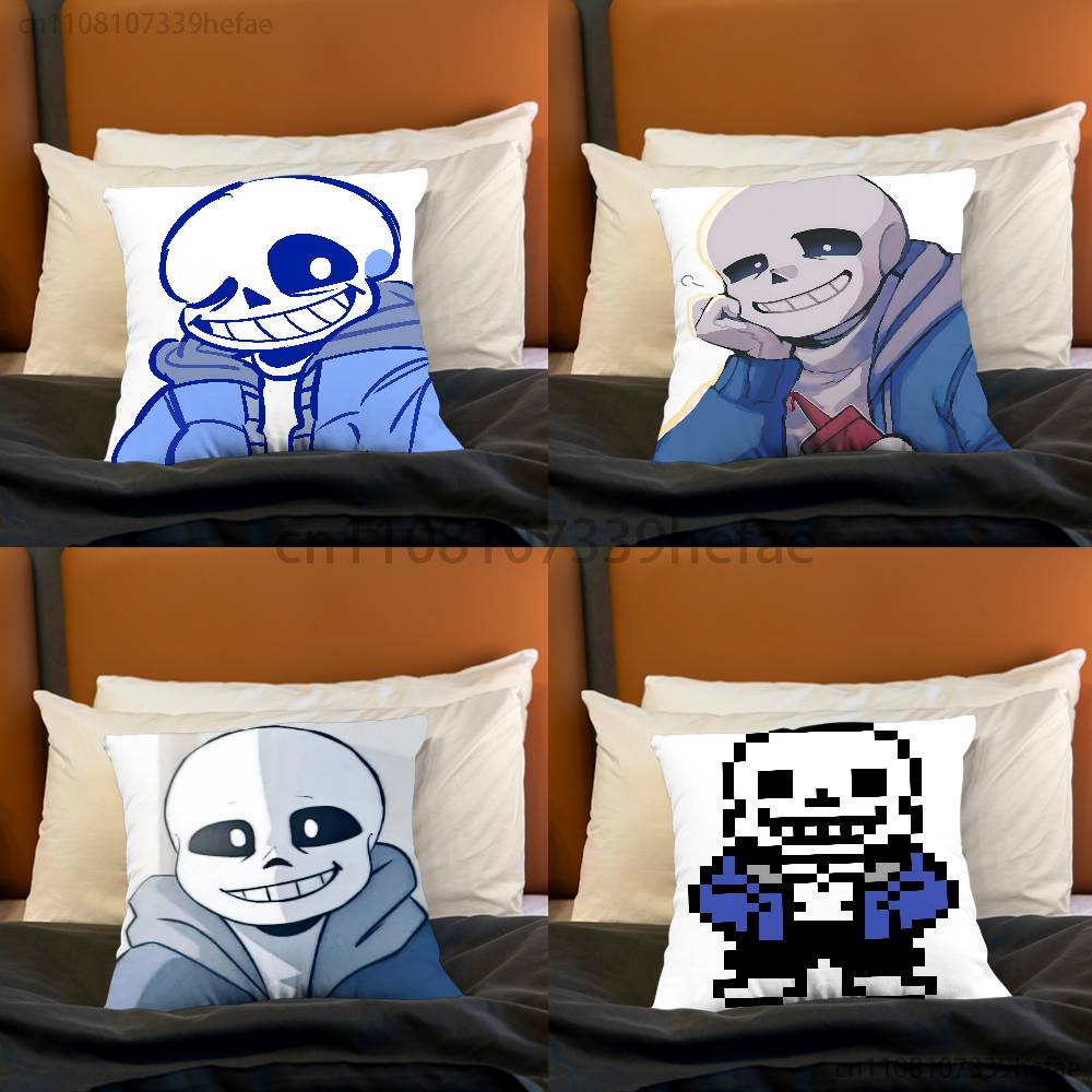 UUndertaleS Sans Pillow Case Plush Pillow Cases Home Decoration Pillow Cover for Sofa Bed Chair Living Room
