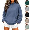 Women S Half Zip Polo Neck Loose Long Sleeve Pullover Sweatshirt