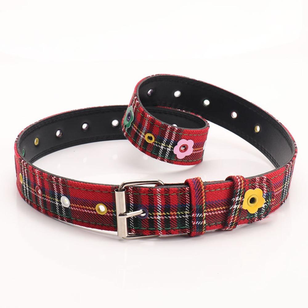 

Металлическая пряжка Кожаный ремень Искусственная кожа Брючные ремни для платья Y2k Пряжка-гвоздик Пояс Женский красный