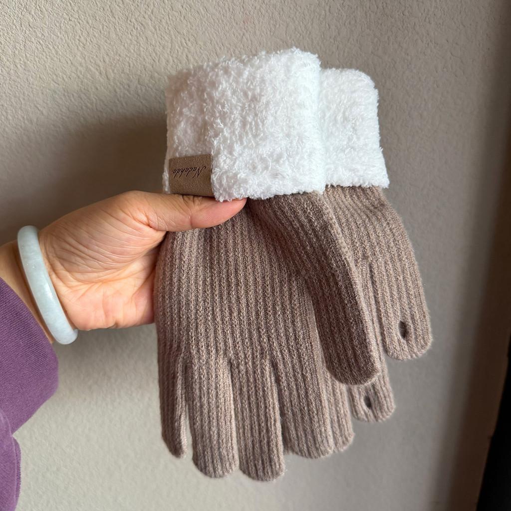 Pletené rukavice na kolo Teplé palčáky s dotykovým displejem Pro zimní venkovní použití Muži Ženy