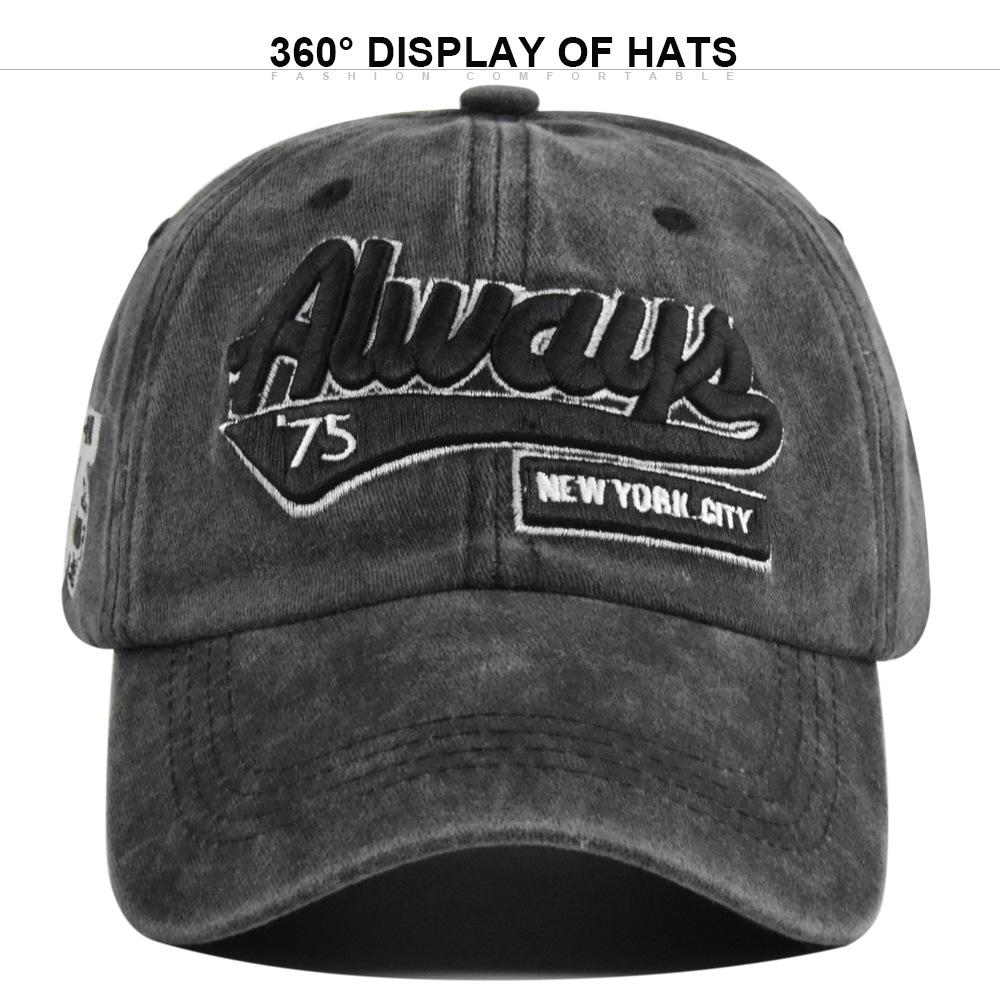 3D Embroidered Vintage Baseball Cap - Unisex Washed Sun Hat with Duckbill Design