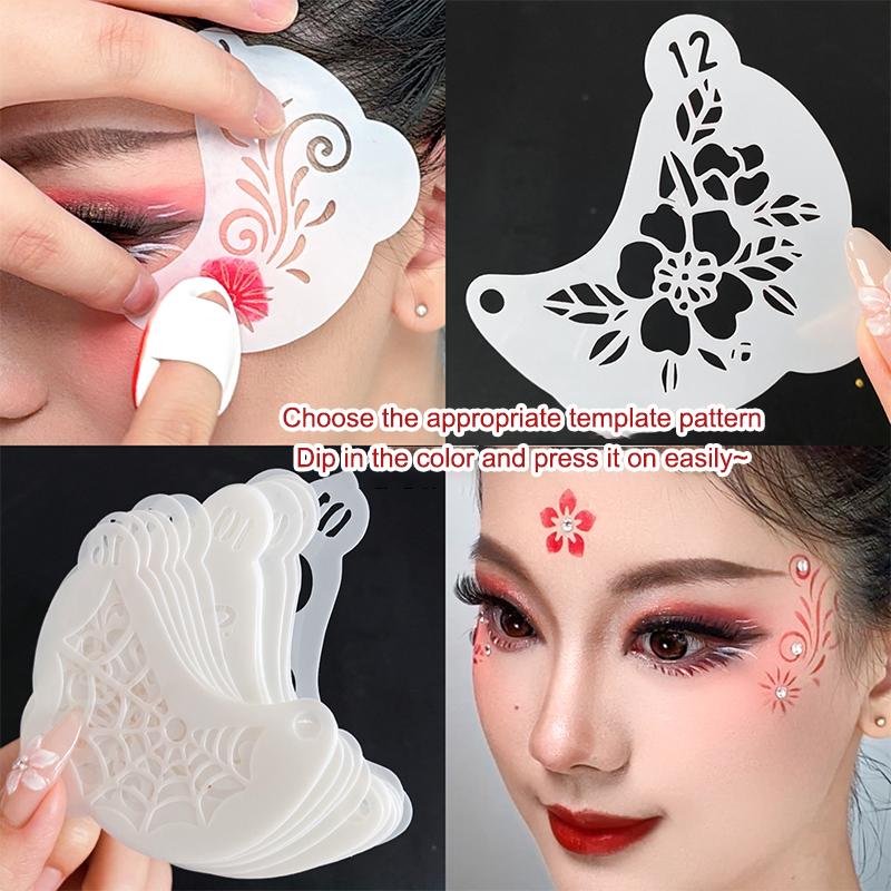 Pochoirs de Peinture pour le Visage Professionnels Pochoirs de Peinture pour le Corps Réutilisables Pour Adultes Enfants Modèles Faciles à Utiliser Pour Fêtes Outils de Maquillage