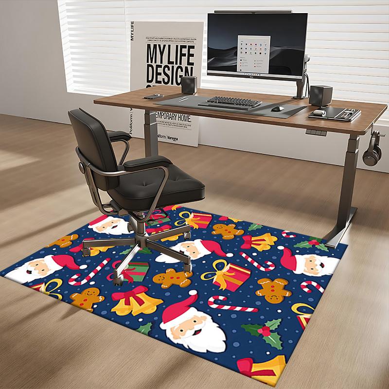 Christmas Santa Claus Chair Mat - Anime Cartoon Design, Non-Slip Rug for Office, Home Decor, Living Room, Bedroom, Game Room & Dormitory Carpet, Festi