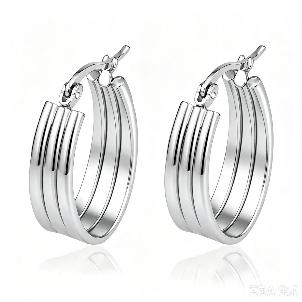 Direct supply multi-layer stainless steel earrings women's trend light luxury versatile earrings plated 18k earrings fashion