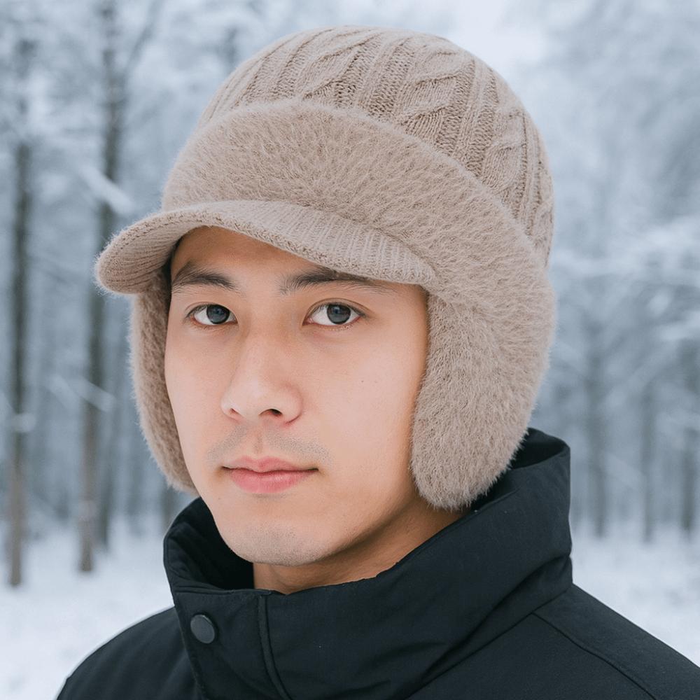 Warm Baseball Knitted Cap Thickened Knitted Peaked Hat Ear Protective Ear Protector Cap Winter