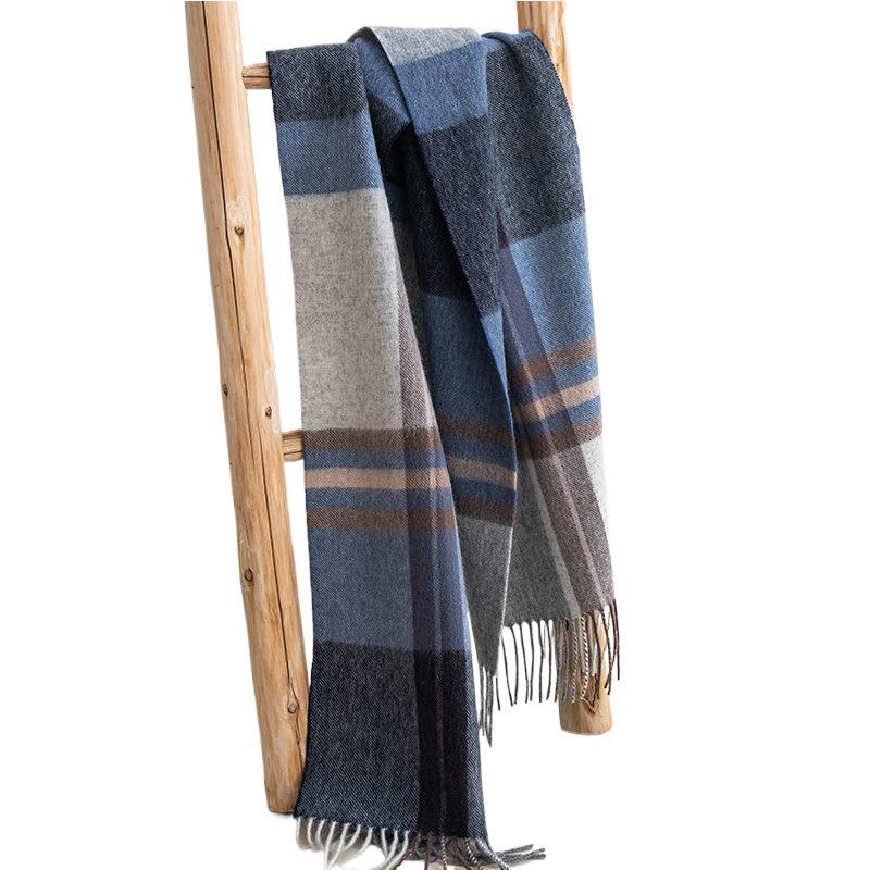 New Year's Wool Scarf Women's High End Versatile Thick Autumn and Winter New Plaid Splicing Student Warm Scarf