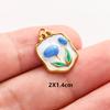 3 pezzi Ciondoli Fiore Eleganti Fatti a Mano a Goccia d'Olio Rosa Blu Acciaio Inossidabile Per Creazione Gioielli Collana Bracciale Portachiavi