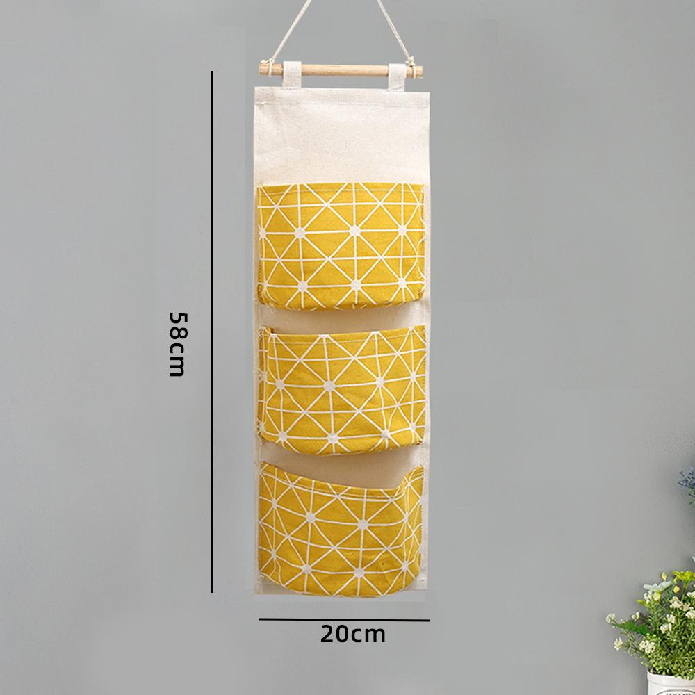 

3 Pockets Hanging Organizers Storage Bag Behind The Door Waterproof Closet Organizer Sundries Bags Wall Mounted Wardrobe Storage жёлтый
