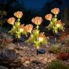 Solar Garden Lights Outdoor 3-Heads Realistic Flower Solar Stake Lights Auto On/Off Decorative Lamp for Yard Patio Lawn Pathway