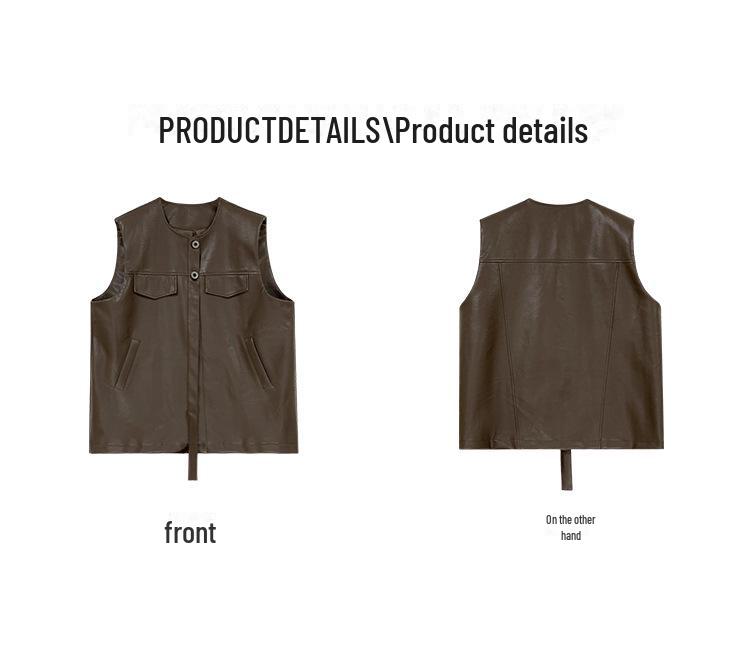 Korean Style Women's PU Leather Vest: Oversized, Sleeveless with Irregular Hem for Fall 2024.