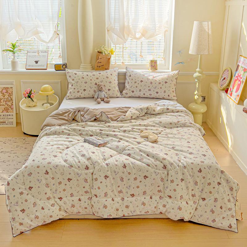 Dwuwarstwowa bawełniana letnia kołdra z włóknem sojowym – nadająca się do prania w pralce, chłodząca, z motywem kreskówkowym