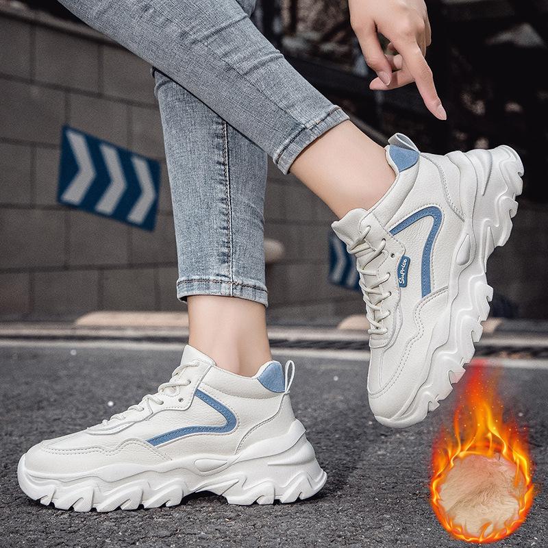 Winter velvet thickened women's shoes 2024 new junior high school students sports shoes women's non-slip warm cotton shoes dad shoes