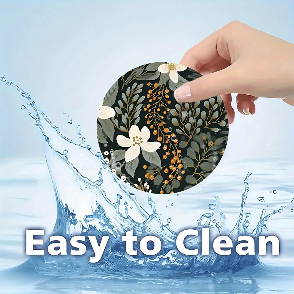 Set of 2 Absorbent Rubber Coasters with a Easy Flower Design for Car Cup Holders - Chic Interior Car Additions