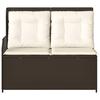 Vidaxl Folding Garden Bench with Cushions, Brown, Poly Rattan