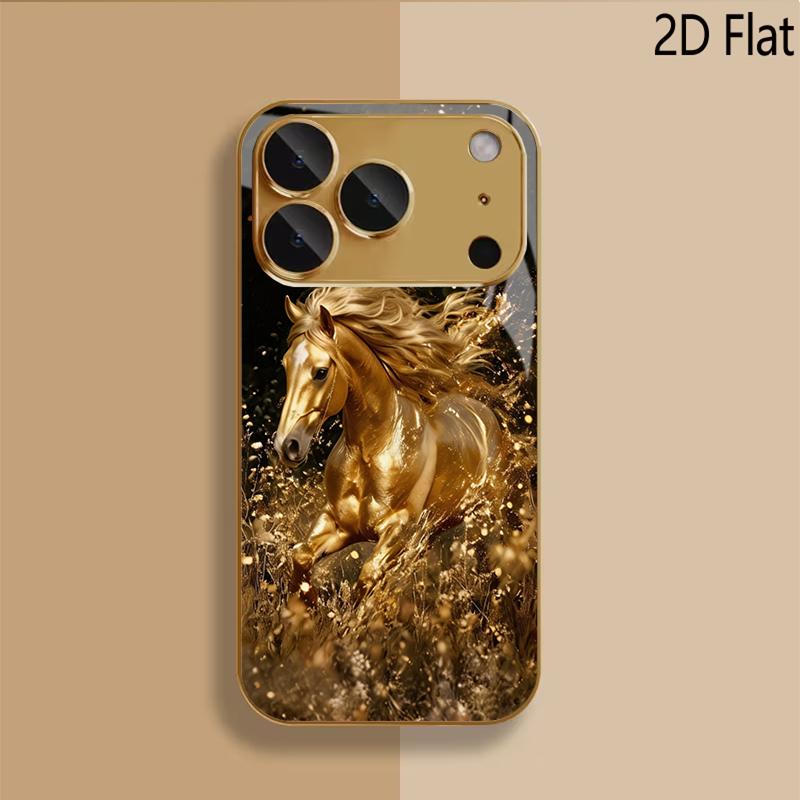 horse print Patterned tempered glass design for iPhone16 17 Pro Max 15 14 13 12 11 ProMax Phone Case Camera Cover Shockproof H