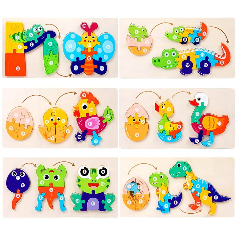 Wooden Puzzles - From Small to Large - Dinosaur