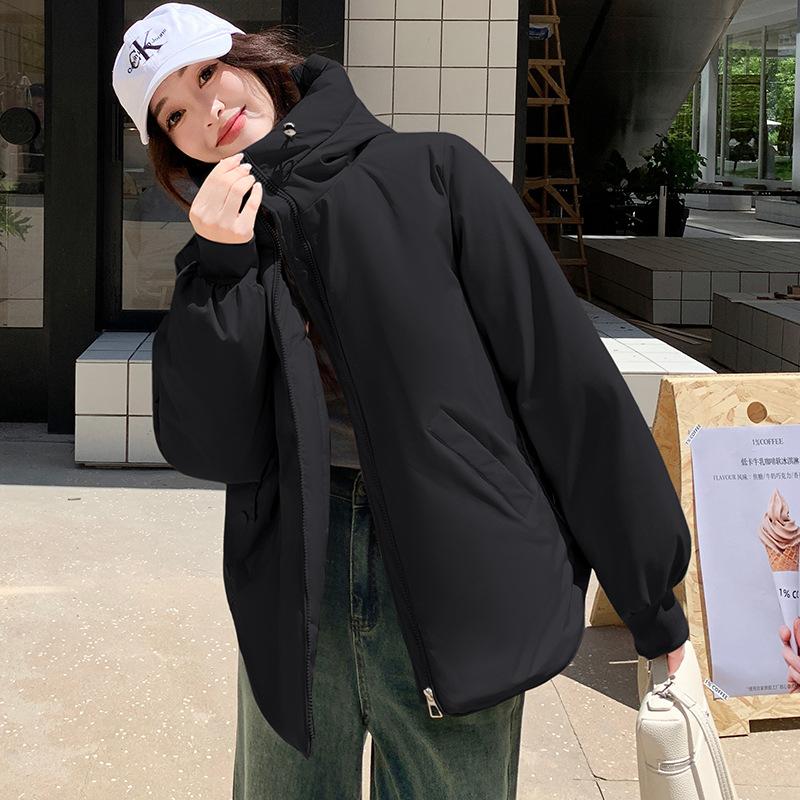 

Стеганая Утепленная Куртка с Капюшоном на Кулиске Короткий Топ с Хлопковой Подкладкой M чёрный