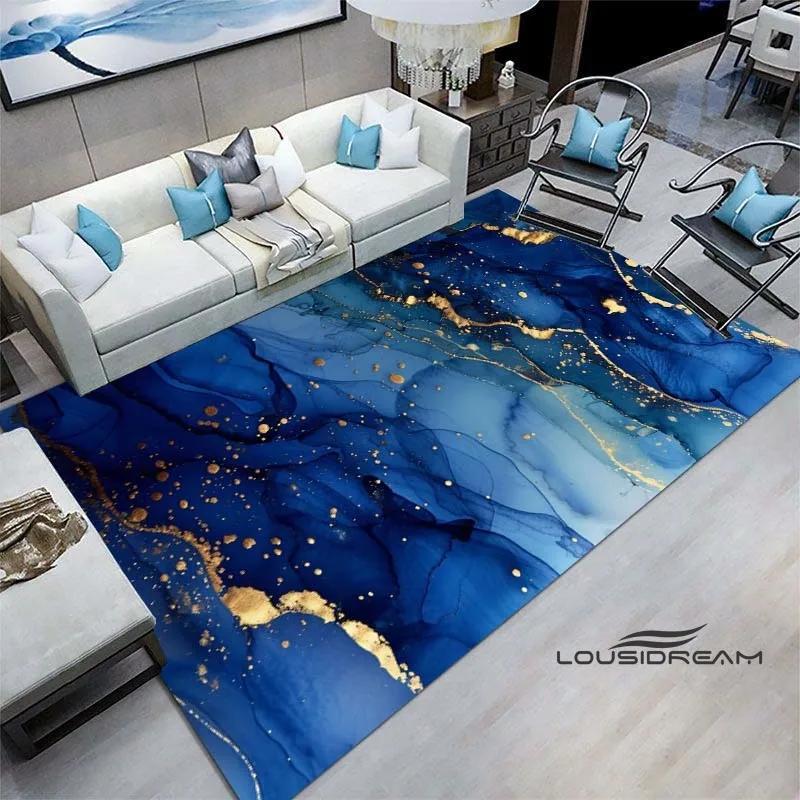 Luxury Fantasy Marble Carpet, Bedroom Carpet, Living Room, Sofa Decoration, Large Green and Gold Game Decoration