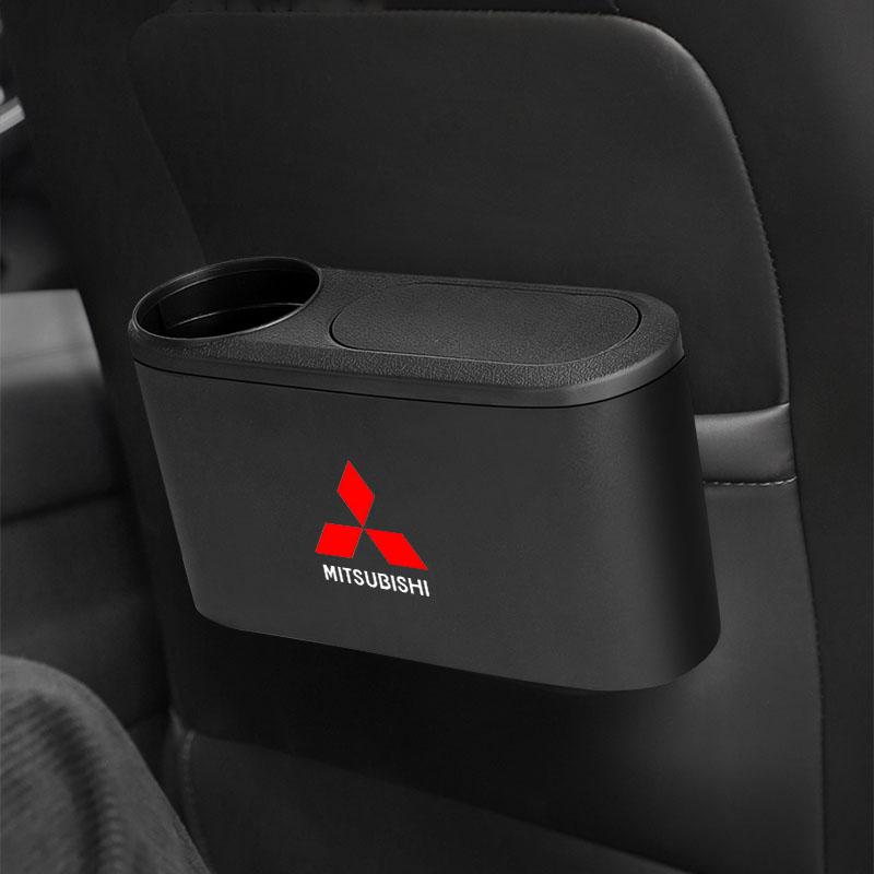 Portable Hanging Mini Car Trash Can Wastebasket Trash Can with Lid For Mitsubishi Outlander I200 Pajero Eclipse ASX Lancer Space Delica Ex