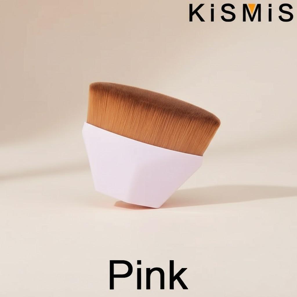 

High Density Flat Top Kabuki Makeup Brush for Flawless Powder Liquid or Cream Application Professional Cosmetic Brush рожевий