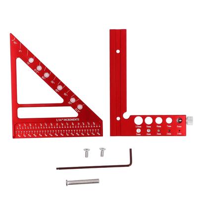 90 Degree Measuring Ruler 5 Inch 22.5 Degrees ?90 Degrees  Aluminium Alloy Carpenter Square Hole Scribing Ruler for
