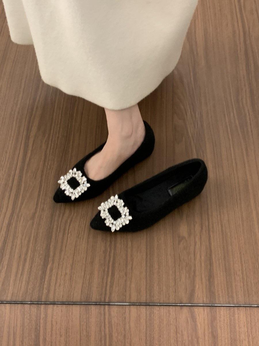 

Fairy Feng Shui Diamond Square Buckle Mary Jane Mao Mao Shoes Female Outer Wear Inner Height Increasing Thick-soled Warm Cotton Shoes Female 40 чорний