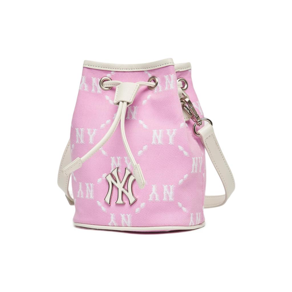 New MLB Monogram Collection Polyester Bucket Bags Shoulder Bag Crossbody Bag Mini Unisex Pink 3ABMS022N-50PKS