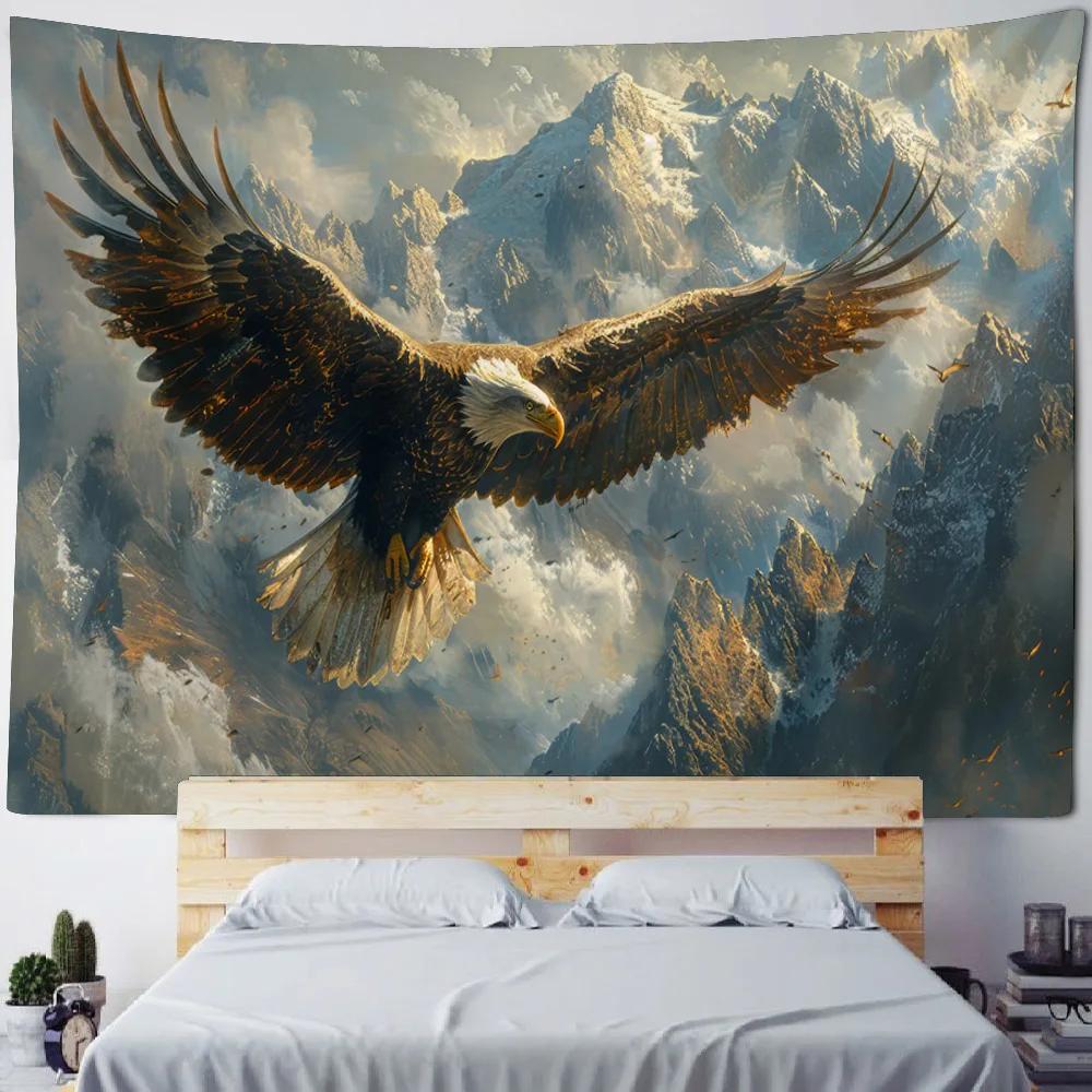 Large Eagle Wall Tapestry Vibrant Oil Painting Design Living Room Wall Hanging Cloth for Home Decoration