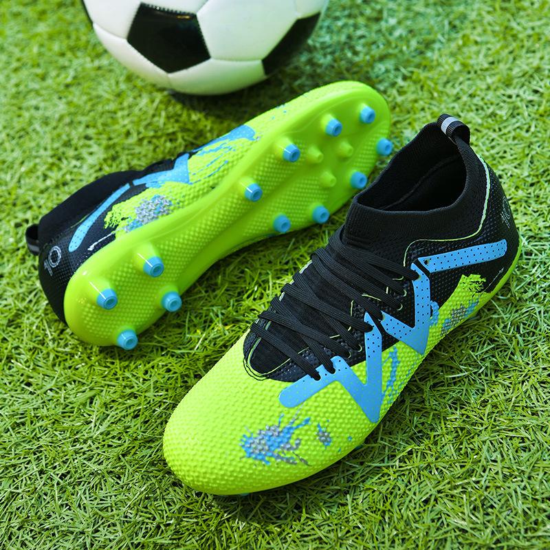 Children's Football Shoes Men's TF Velcro Teen Elementary School Girls Shredded Nails Football Shoes Lace-Up Sports Training Shoes