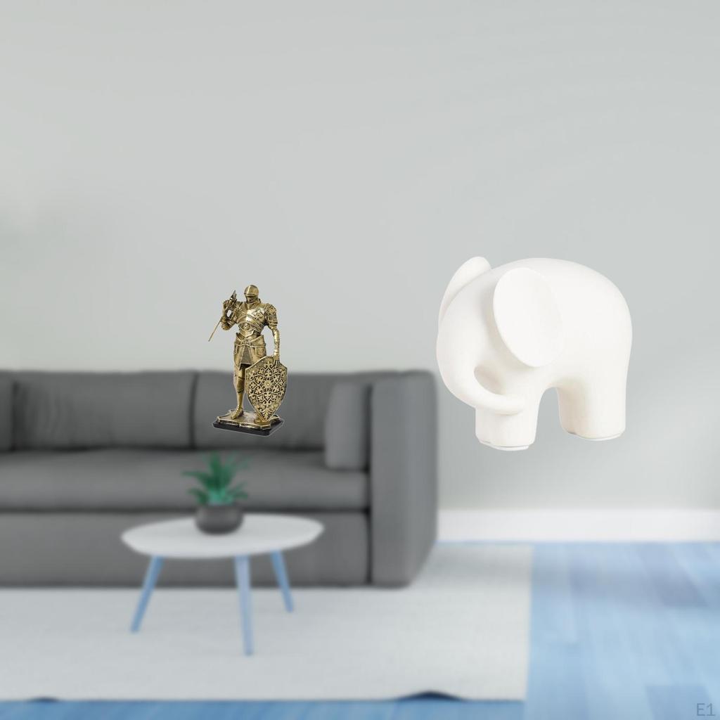 Nordic Resin Knight Elephant Figurine Abstract Animal Sculpture Art Ornament for Desk Cabinet Office