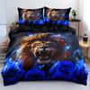 Tier 3D Gedrucktes Bettbezug-Set Blau Rot Rose Blitz Löwe Bettwäsche-Set Heimtextilien Tiermotiv Bettbezug Kissenbezug