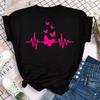 Women's colorful butterfly petal print T-shirt short-sleeved round neck cute graphic top