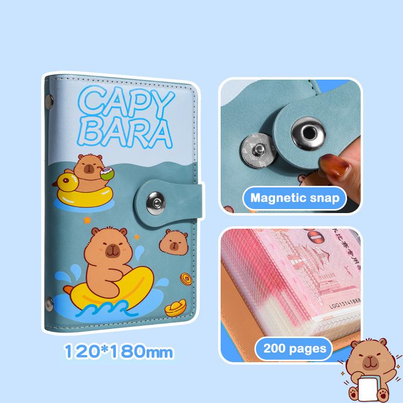 

Cartoon Capybara Saving Money Binder Pu Leather With Password Lock Planner Organizer Savings Handbook Cash Envelopes