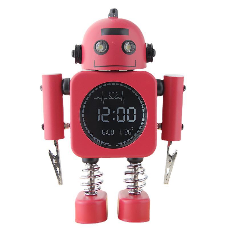 Silent Digital Display Metal Robot Luminous Alarm Clock Smart Student Boy Girl Children Bedroom Bedside Alarm Clock