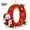Indoor Holiday Decorations Cute Snowman Letter Christmas Ornament, 2D Flat Personalized A-Z Alphabet Clear Pattern Hanging Decor Acrylic Pendant