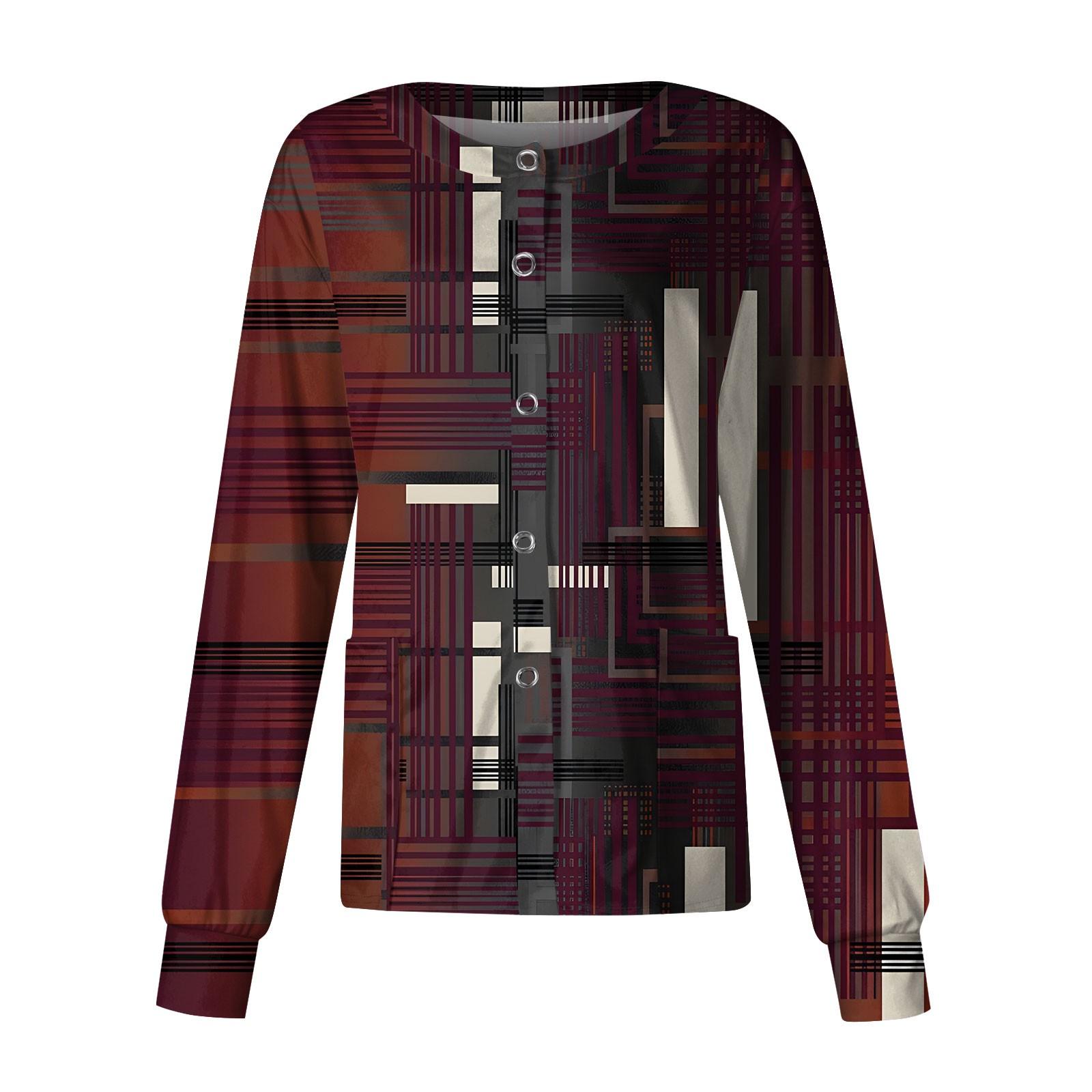 

Женская повседневная модная однобортная куртка с длинным рукавом и стоячими лацканами с геометрическим рисунком в стиле пэчворк, защитная рабочая куртка XL винный