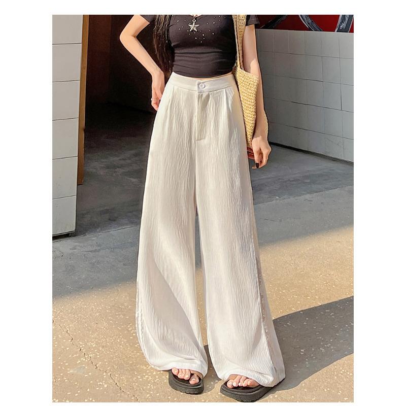 

Женские летние широкие брюки с разрезами, с высокой посадкой, тонкие, быстросохнущие, повседневные костюмные брюки S