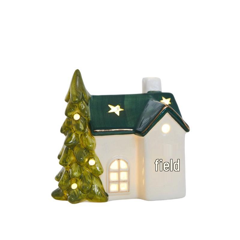Glowing Ceramic Snow House Christmas Window Display Ornament