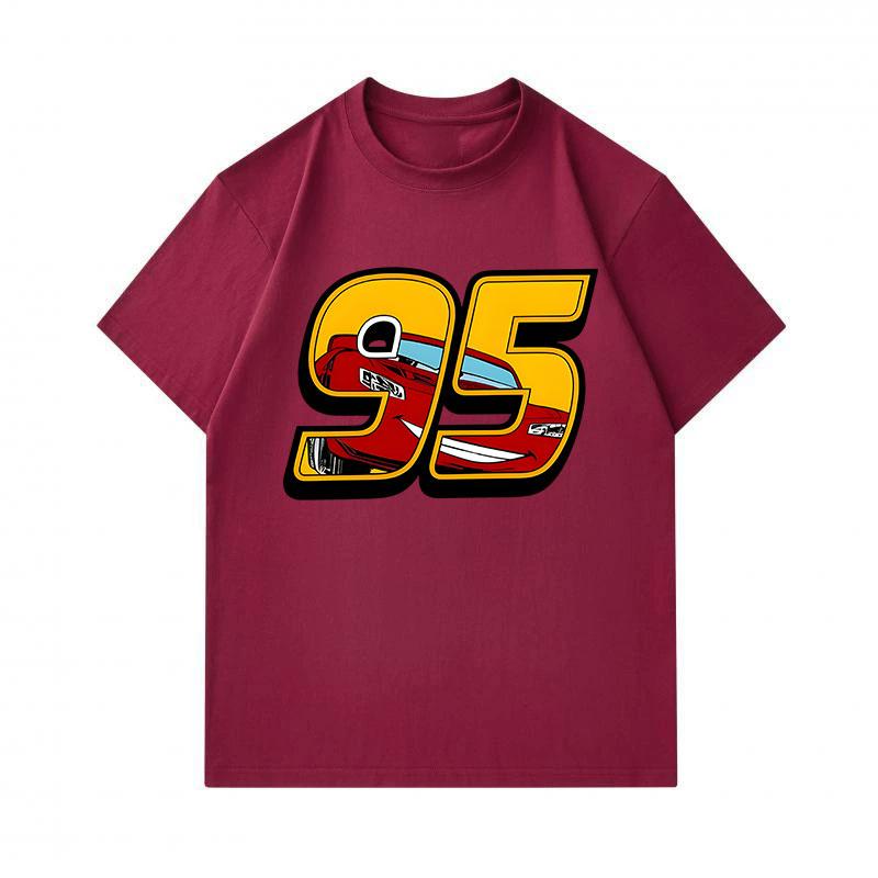 Men's 100% Cotton Crew Neck Short Sleeve T-Shirt, Cool 95 Racing Car Print Casual Comfortable Tee, Soft Breathable Summer Daily Wear Top for Racing Lo